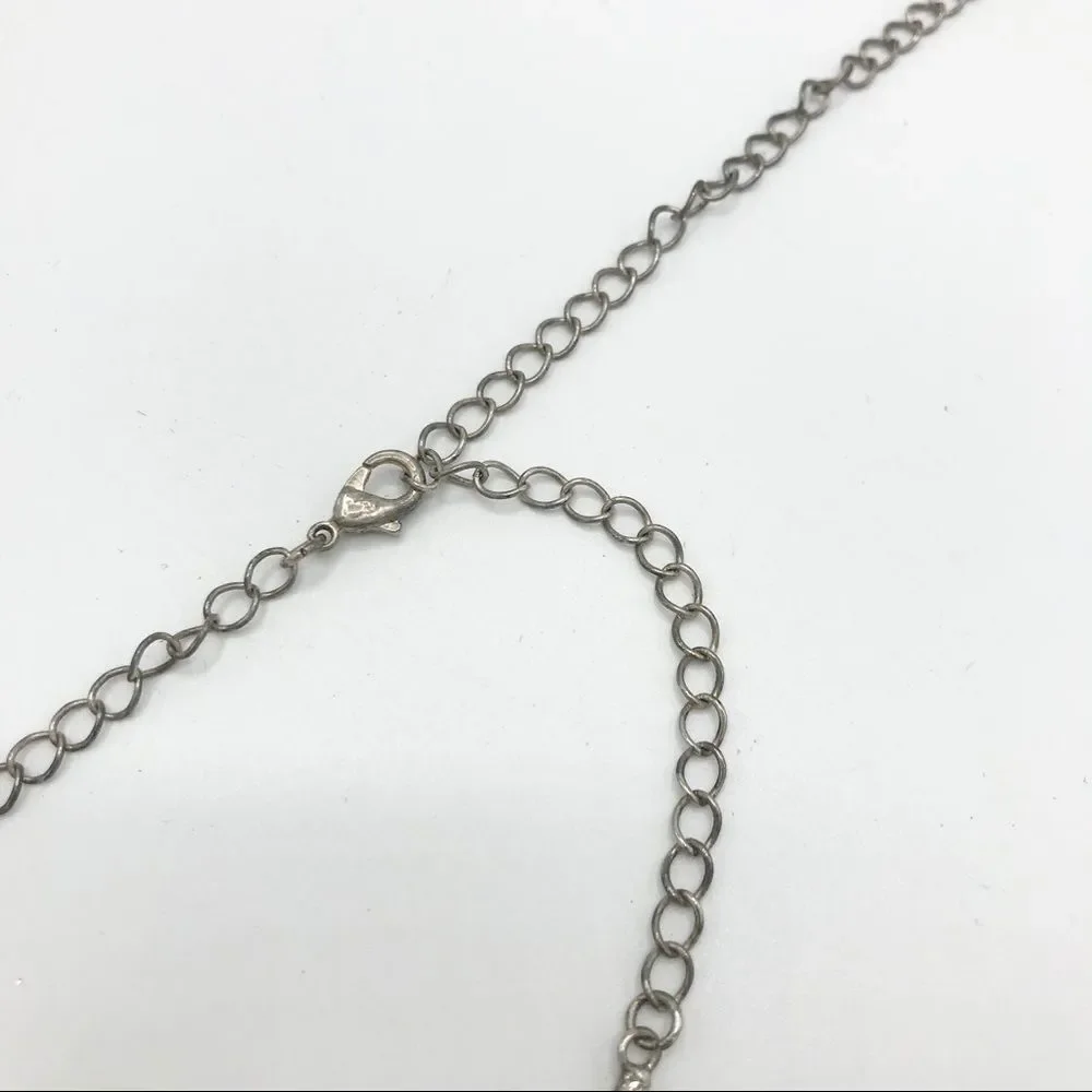 Vintage Necklace Rhinestone Silver Tone Y Drop